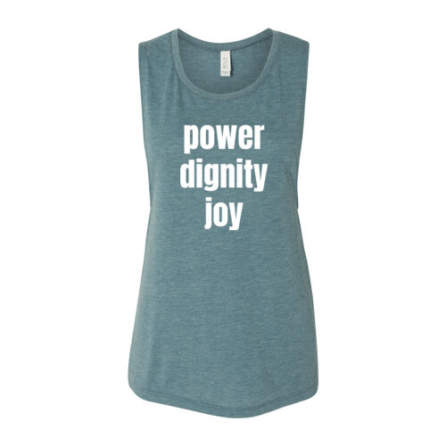 Power, Dignity, Joy Women's Flowy Scoop Muscle Tank Thumbnail